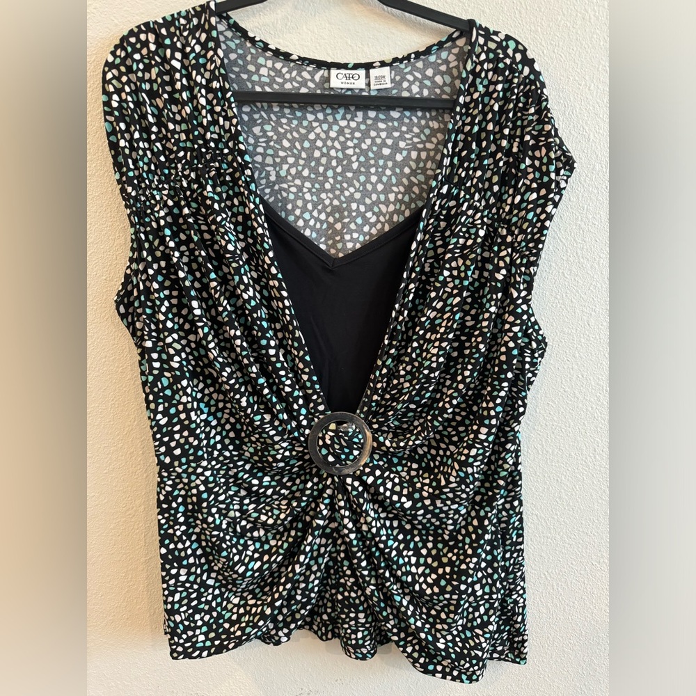 Cato Black Polkadot Tank Top - Size 18/20W - Like New Vintage